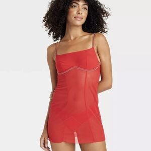 Auden Red Rhinestone Lingerie Dress - NWT